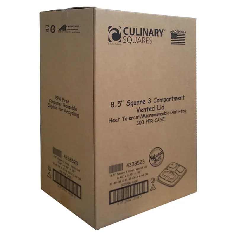 Culinary Squares® Lid Dome 1 Compartment PP Clear Square For Container Unhinged Anti-Fog 300/Case