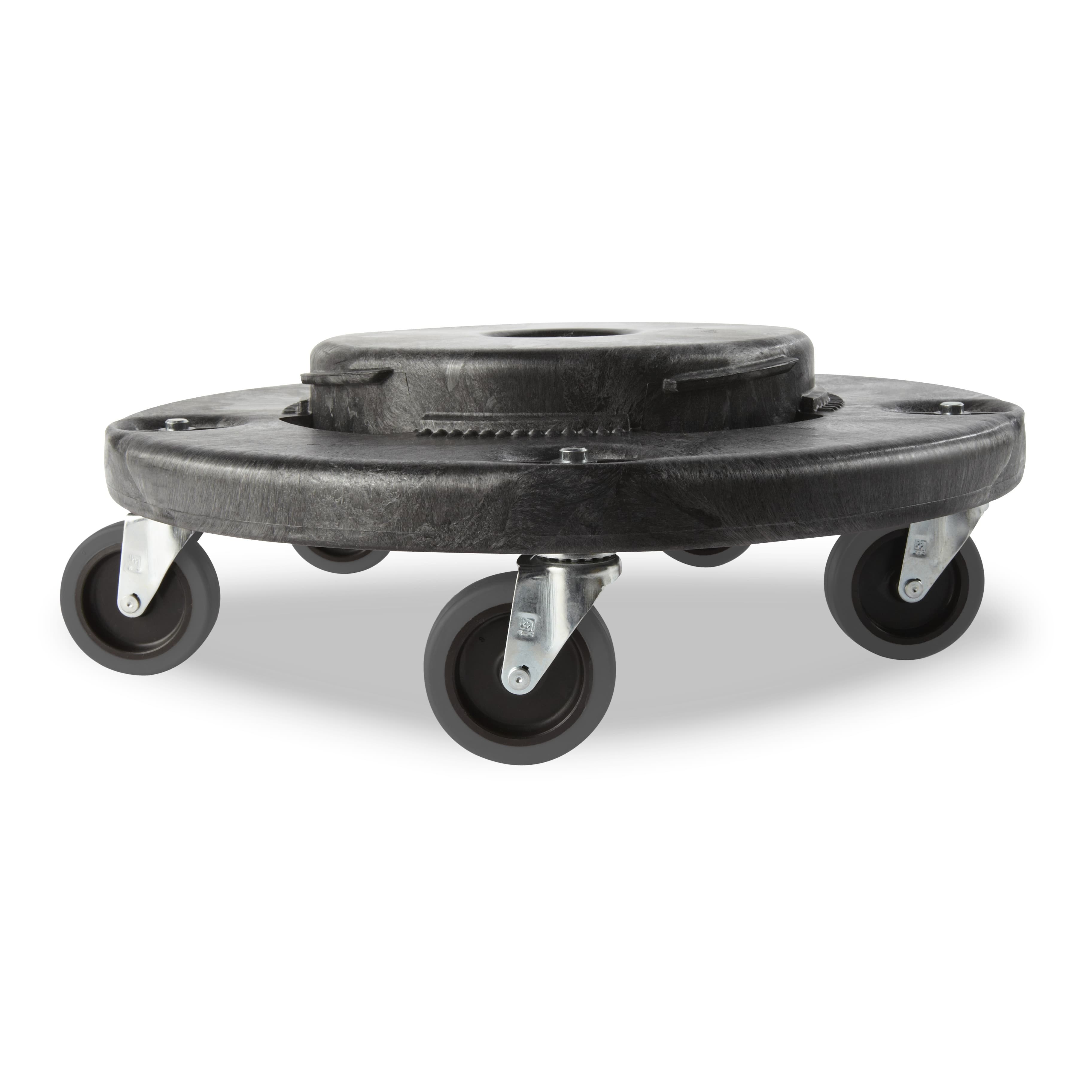 Brute® Receptacle Dolly 18.03X18.03X6.3 IN Black Resin Swivel Food Safe 1/Each