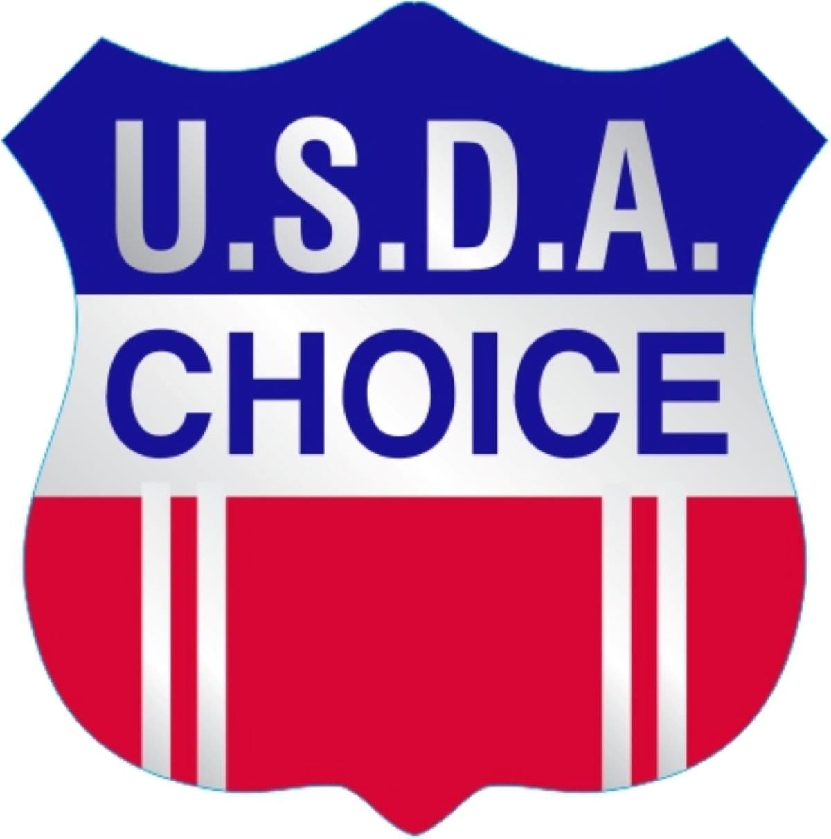 USDA Choice Meat Label 1.3X1.3 IN Red Blue Silver Shield Foil 1000 Count/Roll 25 Rolls/Case 25000 Count/Case