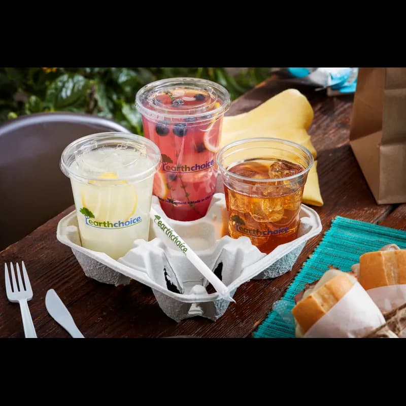 Cup Carrier 2.4X8.6X8.6 IN 4 Compartment Molded Fiber Natural For 8-30 OZ Without Handle Reusable 300/Case