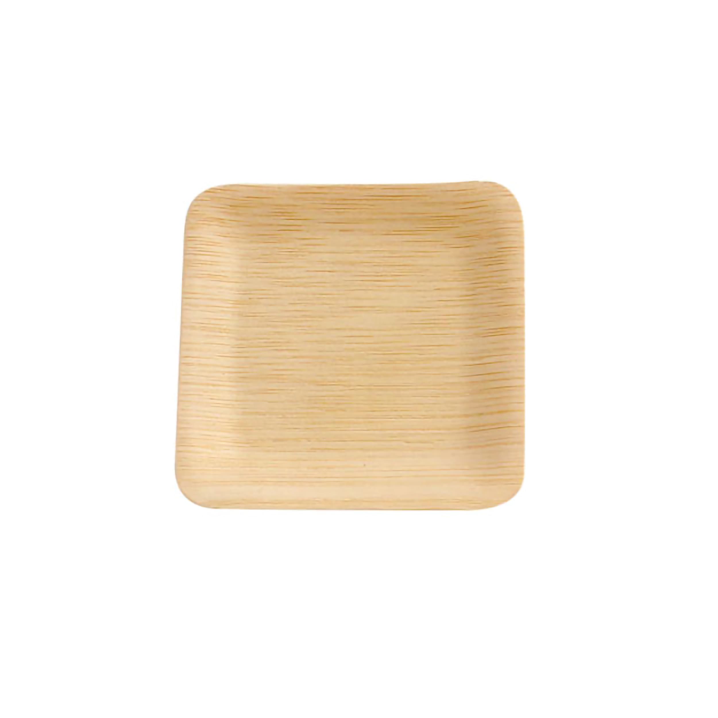 Plate 3.5X3.5 IN Bamboo Natural Square 25 Count/Pack 4 Packs/Case 100 Count/Case
