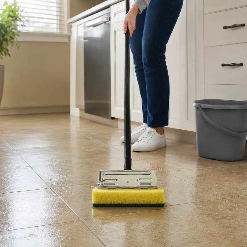 MaxiScrub® Sponge Mop 0.875X9 IN 48IN Black Yellow Cellulose Steel With Scrubber Strip Wringer Lever 1/Each