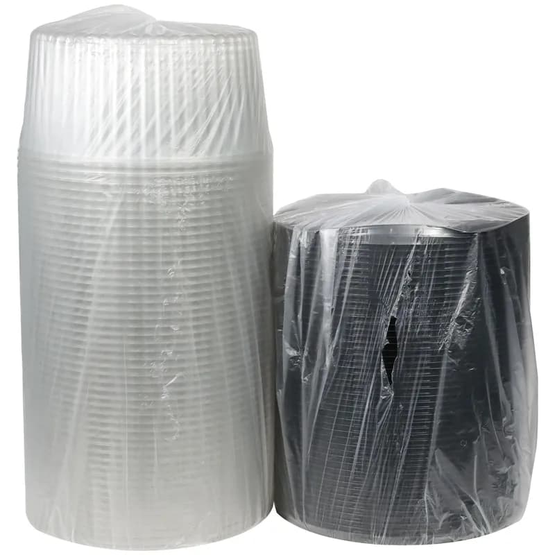 Cake Container & Lid Combo With High Dome Lid 2 Layer 11.25X5 IN PET Clear Black Round Deep Fluted 50/Case