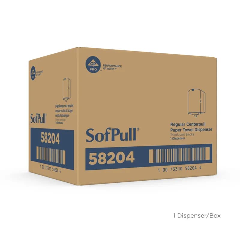 Sofpull® Paper Towel Dispenser 8.75X9.25X11.5 IN Wall Mount Translucent Smoke Centerpull Regular Capacity 1/Each