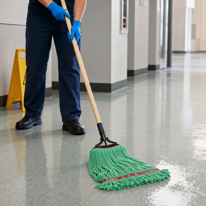 MaxiClean® Mop Head Large (LG) 17.5X6X1 IN Green Cotton Synthetic Blend 4PLY Loop End 5 IN Headband 1/Each