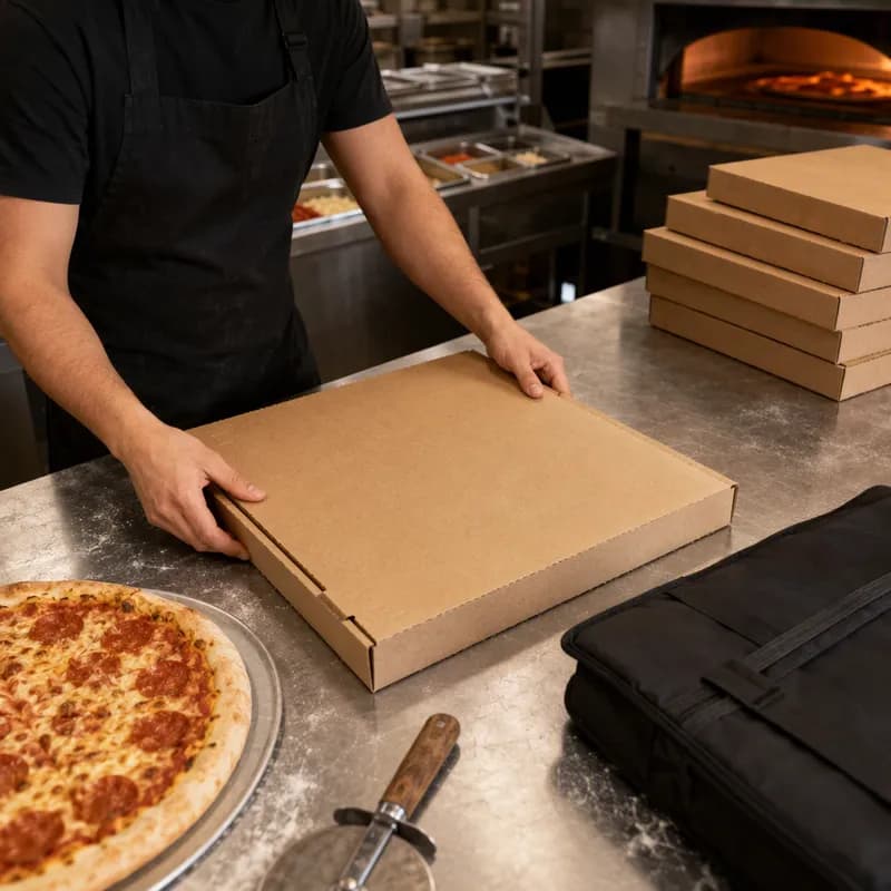 Pizza Box 16 IN Corrugated Cardboard Kraft 50/Bundle