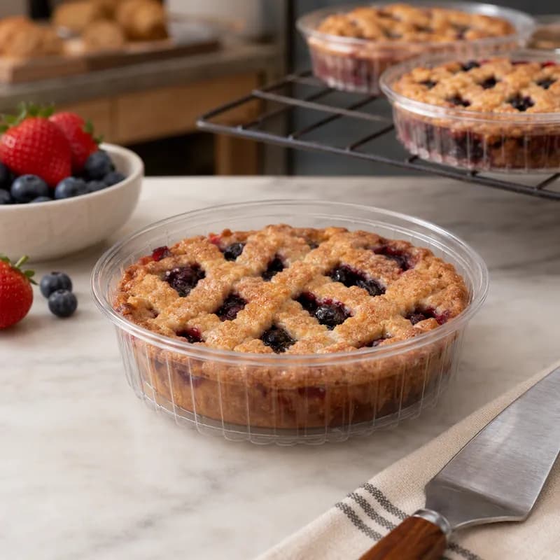 Mini Fruit Pie Container 28 OZ 6.83X2.23 IN PET Clear Round Fluted 300/Case