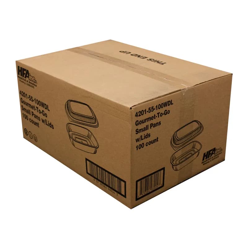 Take-Out Container Base & Lid Combo With Dome Lid Small (SM) 22 OZ Aluminum Plastic Black Gold 100/Case