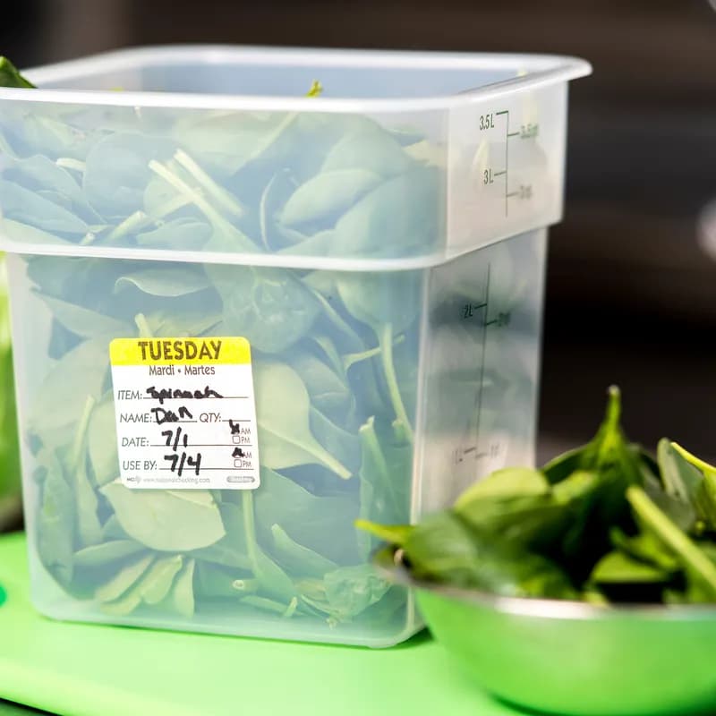 Tuesday Prep Item Date Use Trilingual Label 2X2 IN Yellow Square Dissolvable 250/Roll