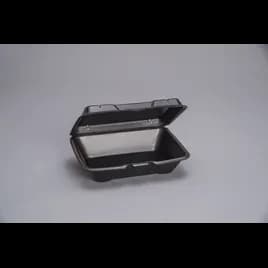 Take-Out Container Hinged 9X6X3 IN Polystyrene Foam Black Vented 200/Case