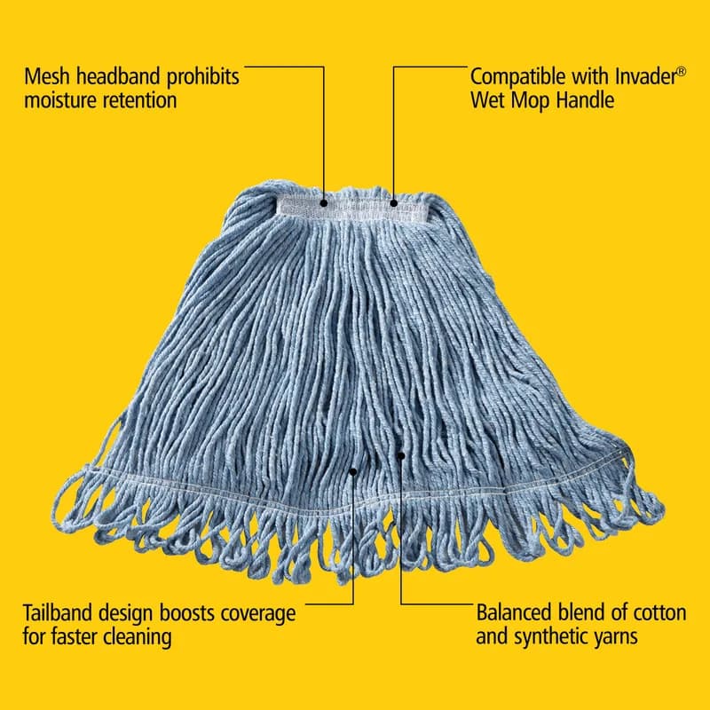 Super Stitch® Mop Medium (MED) 20 OZ Blue Cotton Synthetic Blend 1IN Headband 6/Case