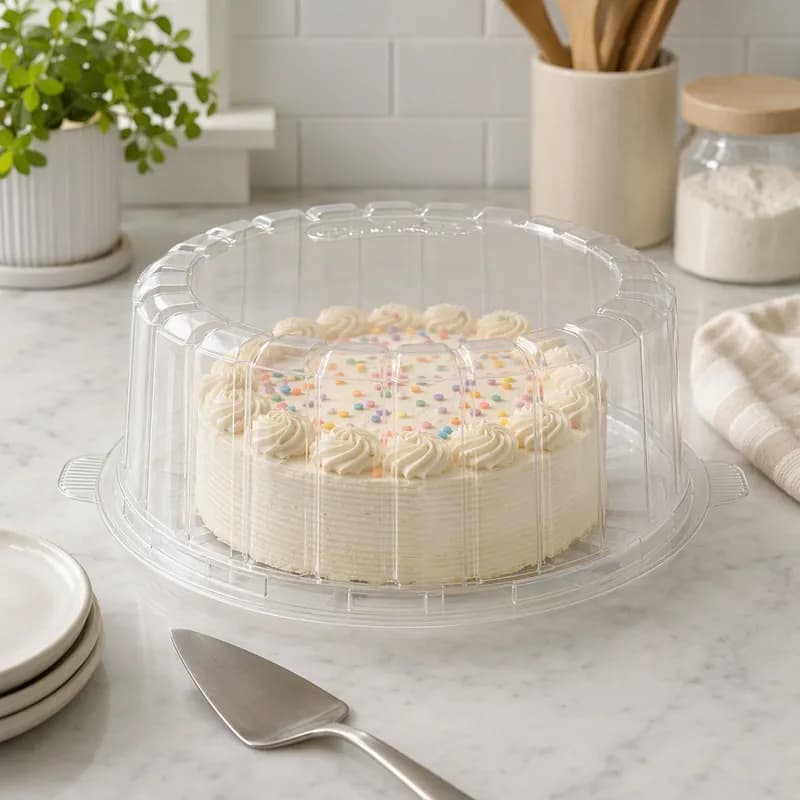 Essentials Cake Container & Lid Combo With Dome Lid 9.0625X10.25X3.4375 IN RPET Clear Round Single-Layer 100/Case
