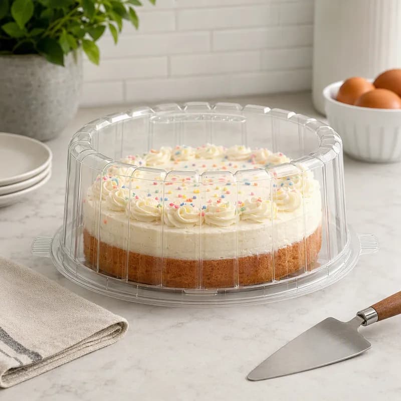 Essentials Cake Container & Lid Combo 10.125X11.25X3.875 IN RPET Clear Round Single-Layer 100/Case