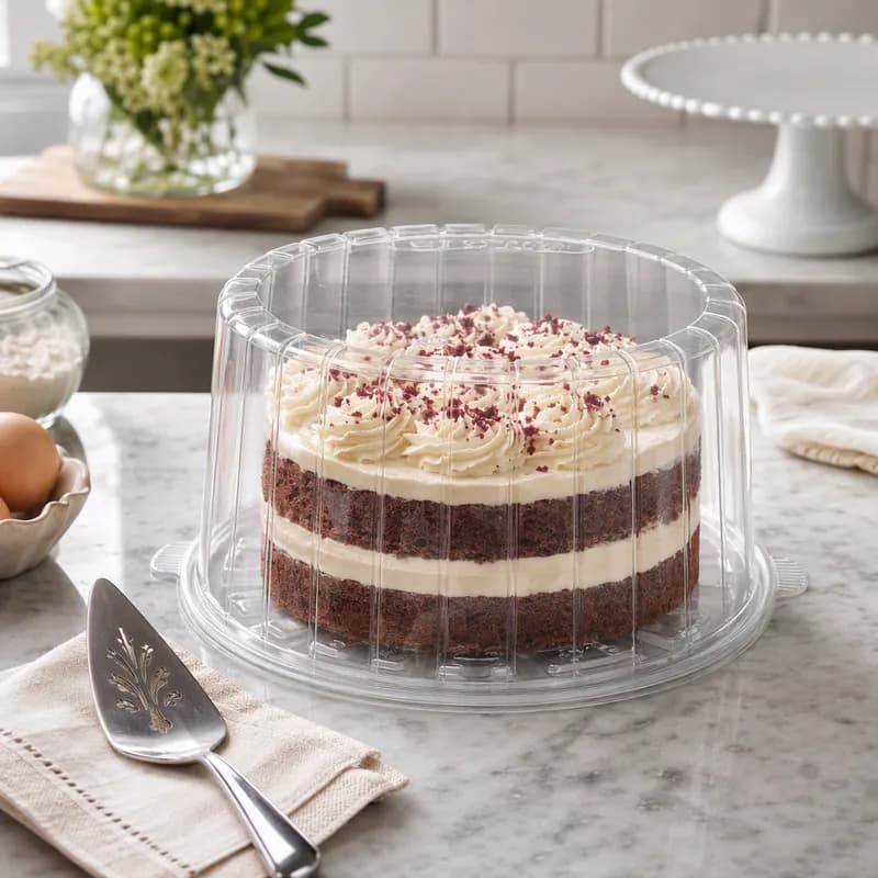 Essentials Cake Container & Lid Combo 11X12.4375X5.75 IN RPET Clear Round Double-Layer 50/Case