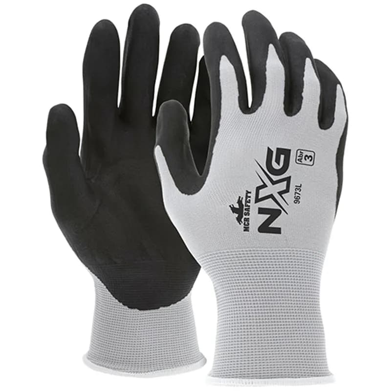 Gloves Medium (MED) Gray Black Economy Foam Nitrile 1/Dozen