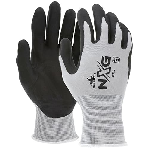 Gloves Medium (MED) Gray Black Economy Foam Nitrile 1/Dozen