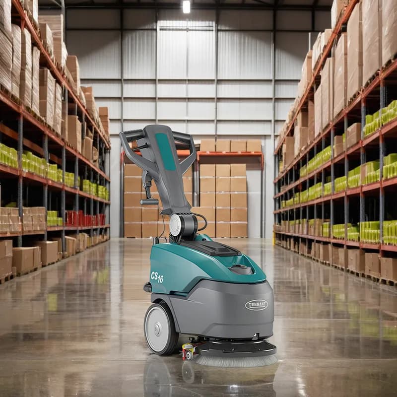 Tennant CS16 Commercial Use Floor Scrubber 37.4X17.7X47.2 IN 4.4 GAL 13.8IN Teal 24v 1/Each