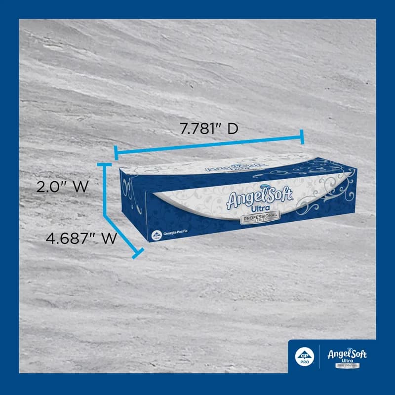 Angel Soft Professional® Facial Tissue 8.4X7.5 IN 2PLY White 1/2 Fold Flat Box Premium 126 Sheets/Pack 30 Packs/Case