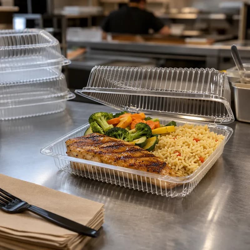Take-Out Container Hinged Large (LG) 9X9X3 IN Square 250/Case