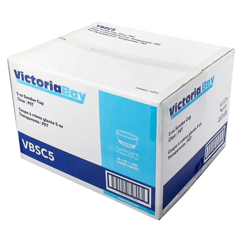 Victoria Bay Sundae Dessert Container 5 OZ PET Clear Round 1000/Case