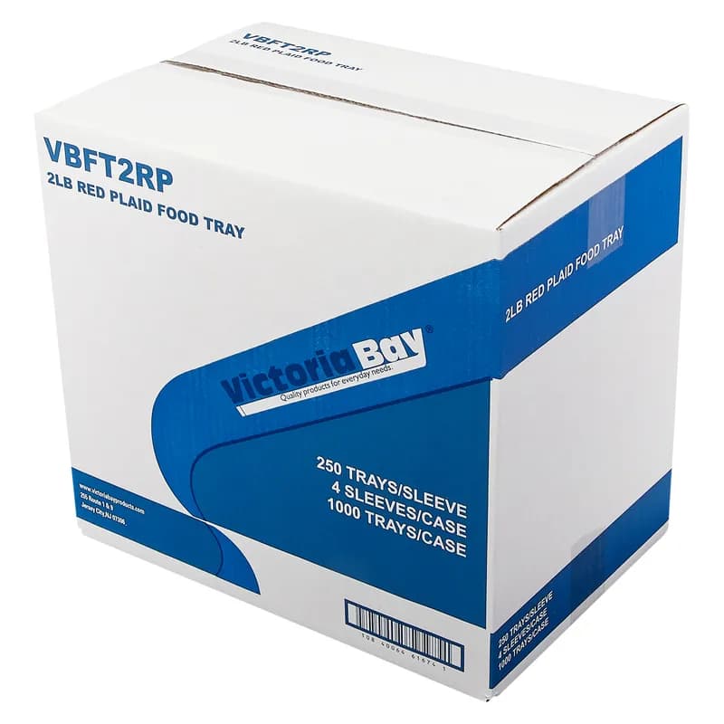 Victoria Bay Food Tray 2 LB Paper Red White Plaid 1000/Case