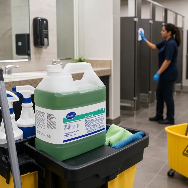 Bath Mate Fresh Scent Restroom Cleaner One-Step Disinfectant 1.5 GAL Heavy Duty Daily Neutral Concentrate 2/Case