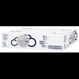 Toilet Paper & Tissue Roll 525 FT 2PLY Virgin Pulp White Jumbo (JRT) 8.98IN Roll 3.31IN Core Diameter 12/Case