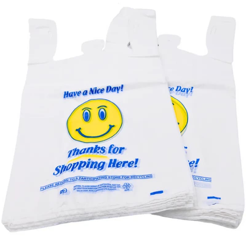 Bag 11.5X6X21 IN 1/6 BBL HDPE 18MIC White Happy Face T-Sack 500/Case
