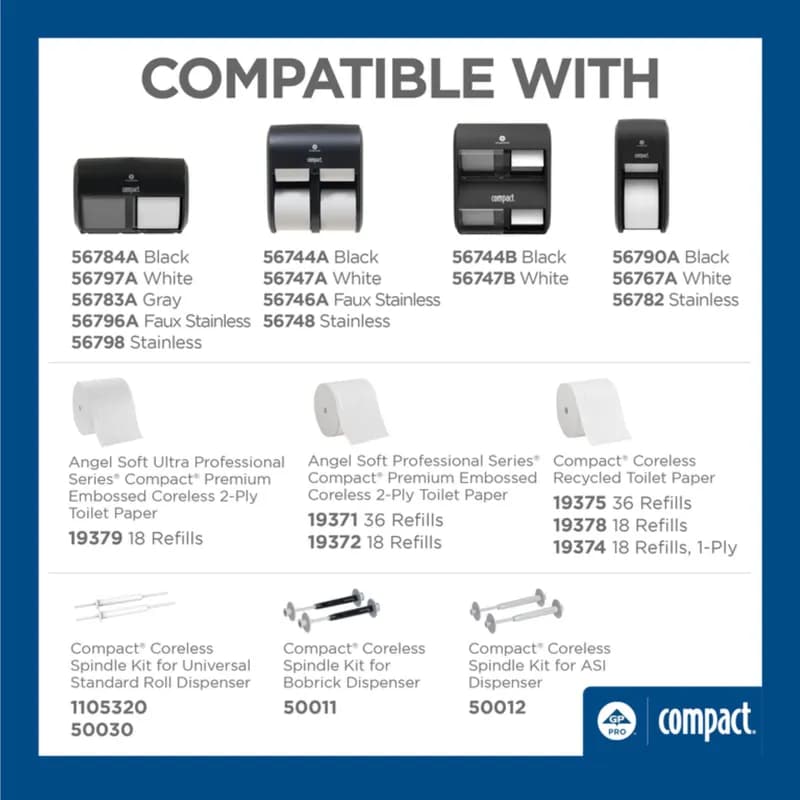 Compact® Toilet Paper & Tissue Roll 4X3.8 IN 2PLY White Embossed Premium High Capacity 660 Sheets/Roll 18 Rolls/Case
