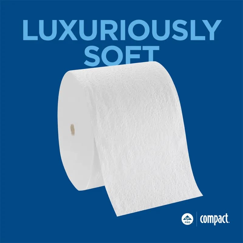 Compact® Toilet Paper & Tissue Roll 4X3.8 IN 2PLY White Embossed Premium High Capacity 660 Sheets/Roll 18 Rolls/Case