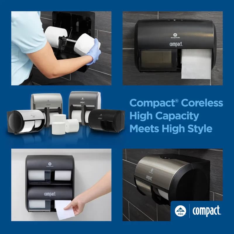 Compact® Toilet Paper & Tissue Roll 4X3.8 IN 2PLY White Embossed Premium High Capacity 660 Sheets/Roll 18 Rolls/Case