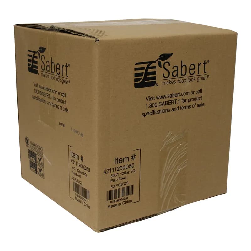 Bowl 120 OZ Pulp Fiber Kraft Square 50/Case