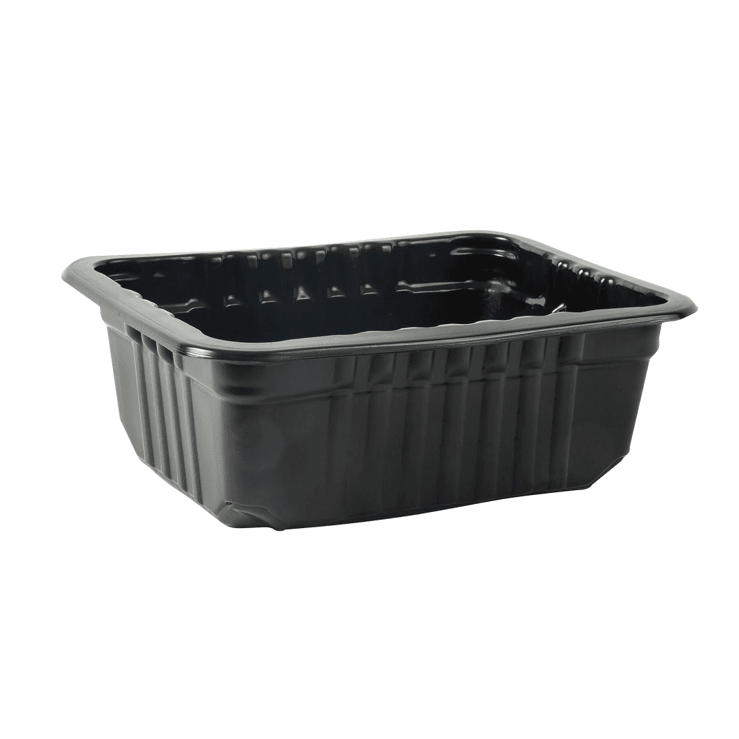 Meat Take-Out Container Base 8.75X6.72 IN PP Black Rectangle Microwave Safe 3640/Pallet