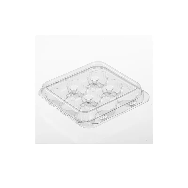 Polar Pak® Mini Cupcake Hinged Container 7.5X7.3125X1.625 IN 9 Compartment PET Clear 300/Case