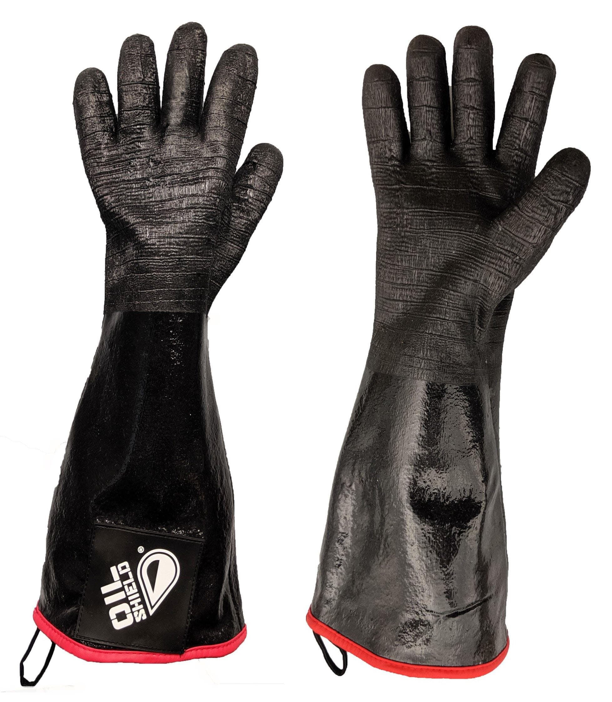 Hot Oil Gloves Mens Large (LG) 18 IN Black Neoprene Elbow-Length Antimicrobial Rough Finish 1/Pair