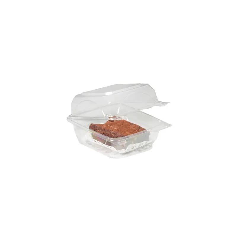 The BOTTLEBOX ® Take-Out Container Hinged 6X6X3 IN RPET Clear Square 250/Case