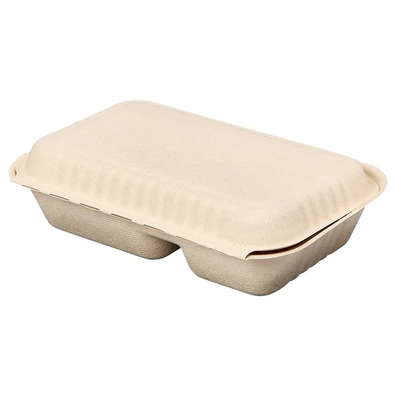 Victoria Bay Take-Out Container Hinged 9X6 IN 2 Compartment Plant Fiber Brown Rectangle 250/Case