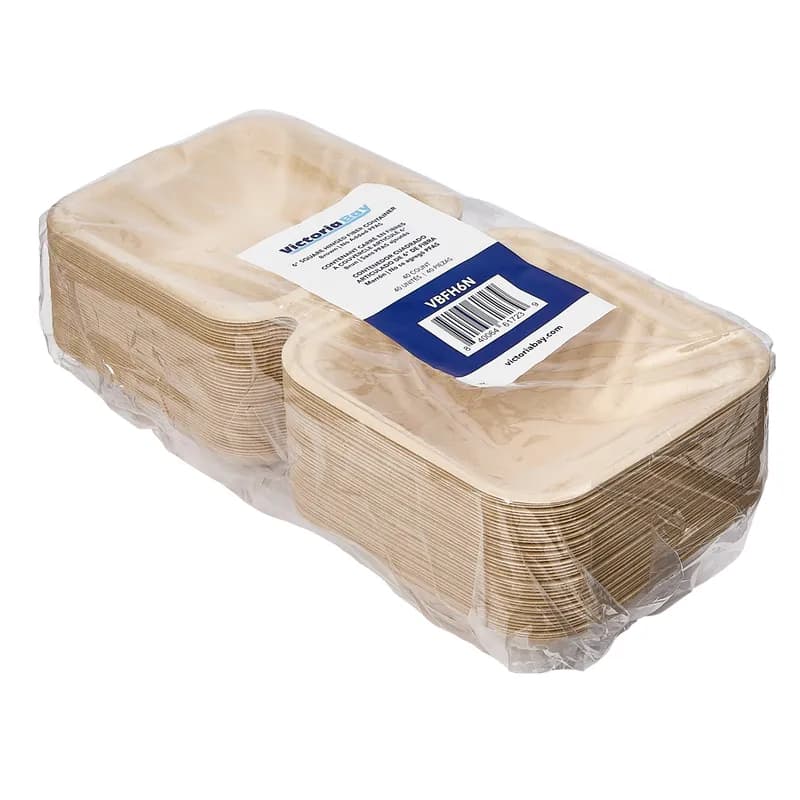 Victoria Bay Take-Out Container Hinged 6X6 IN Plant Fiber Brown Square 400/Case
