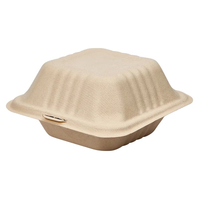 Victoria Bay Take-Out Container Hinged 6X6 IN Plant Fiber Brown Square 400/Case