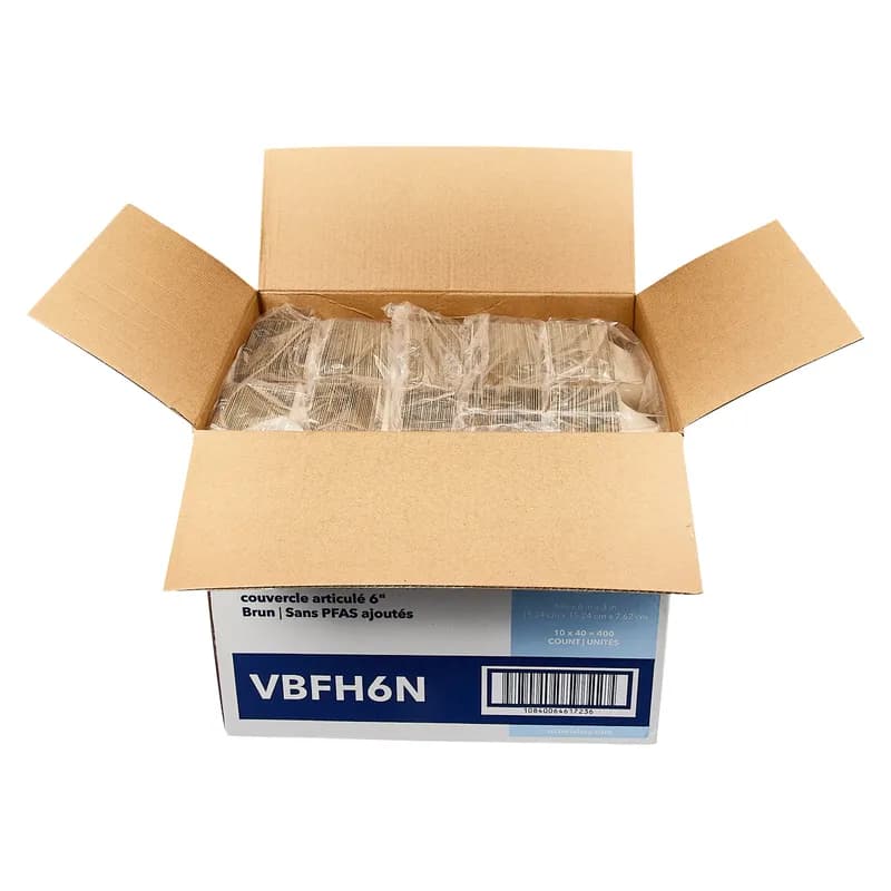 Victoria Bay Take-Out Container Hinged 6X6 IN Plant Fiber Brown Square 400/Case