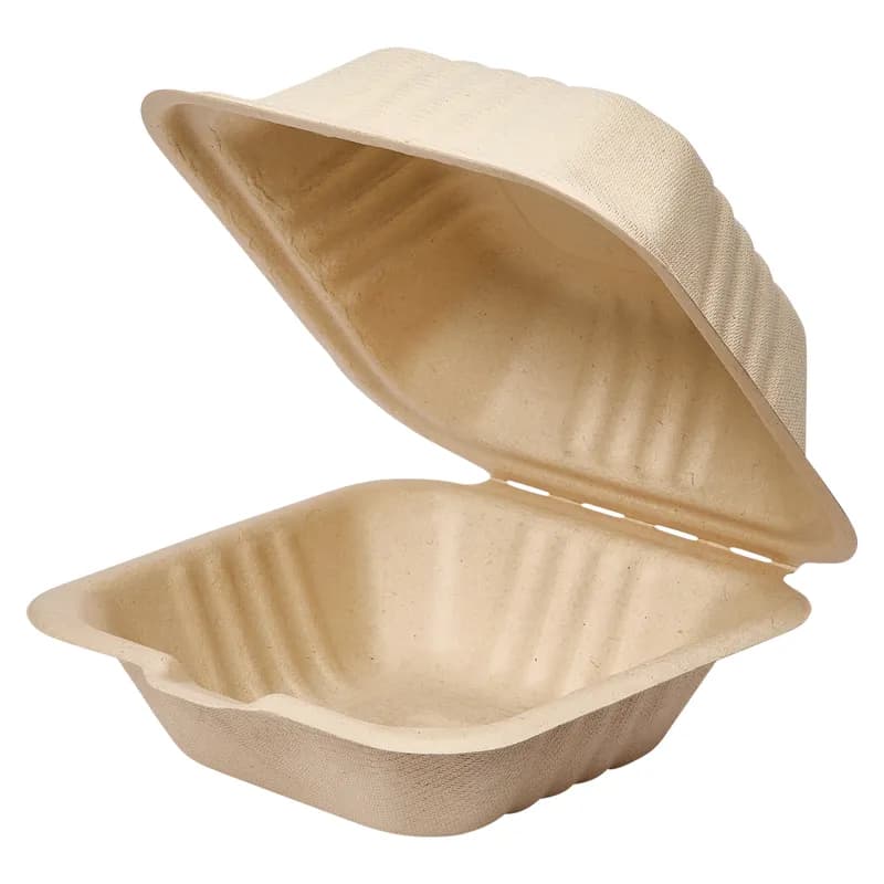 Victoria Bay Take-Out Container Hinged 6X6 IN Plant Fiber Brown Square 400/Case