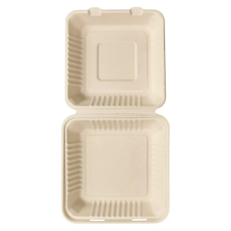 Victoria Bay Take-Out Container Hinged 9X9 IN Plant Fiber Brown Square 200/Case