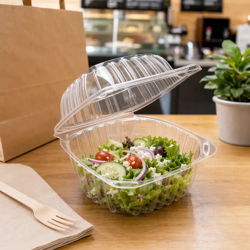 Take-Out Container Hinged 5X5 IN OPS Clear 125 Count/Pack 4 Packs/Case 500 Count/Case
