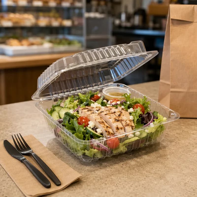 Take-Out Container Hinged 8X7X2.5 IN OPS Clear 250/Case