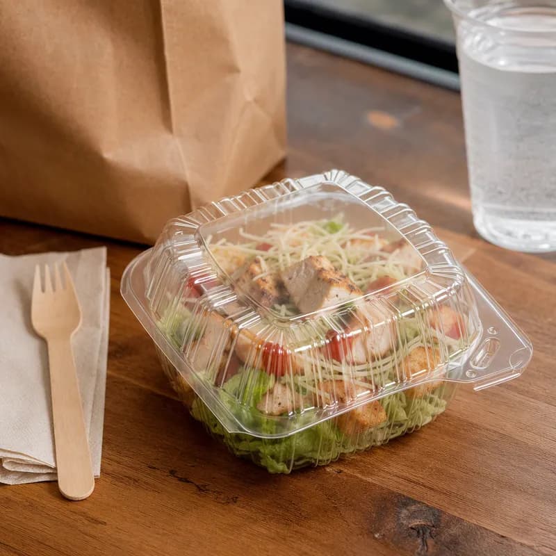 Take-Out Container Hinged 6X6X2.5 IN OPS Clear 500/Case