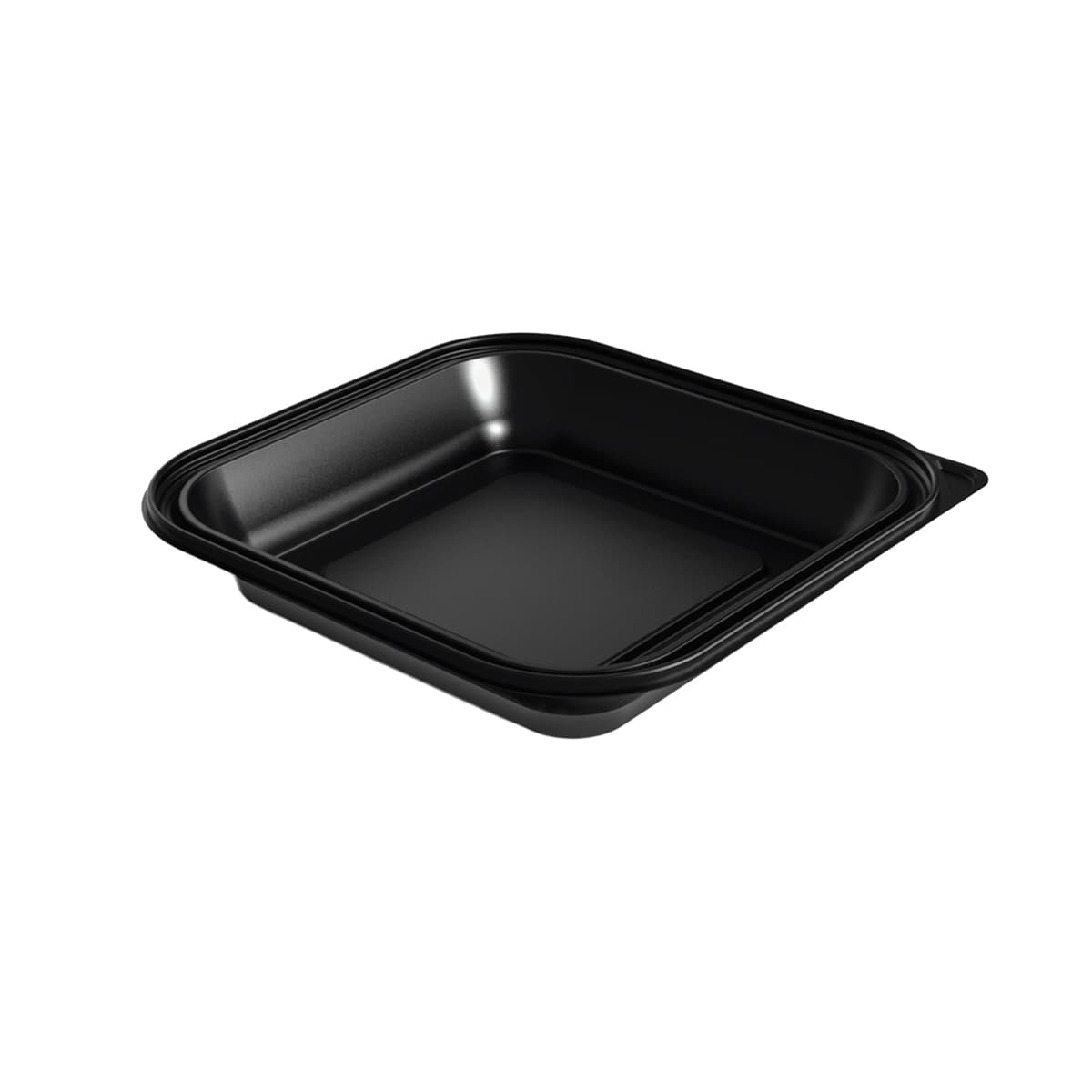 Thermosource Tooling Take-Out Container Base 9.25X9.25X1.5 IN PP Black Microwave Safe 400/Case