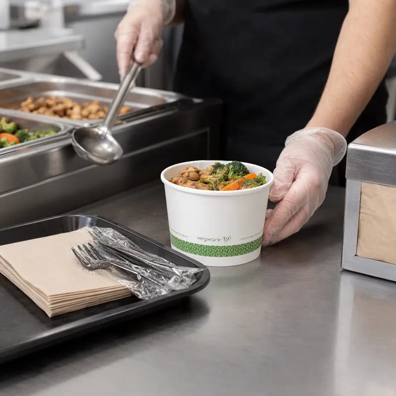 Food Container 32 OZ PLA Paper White 500/Case
