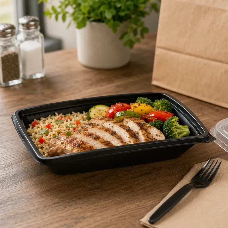 Take-Out Container Base 10.30X7.30X2.00 IN PP Black 400/Case