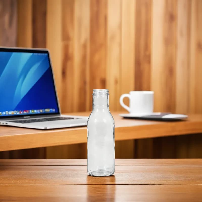 Bottle 12 OZ Glass Clear Ring Neck 12/Case