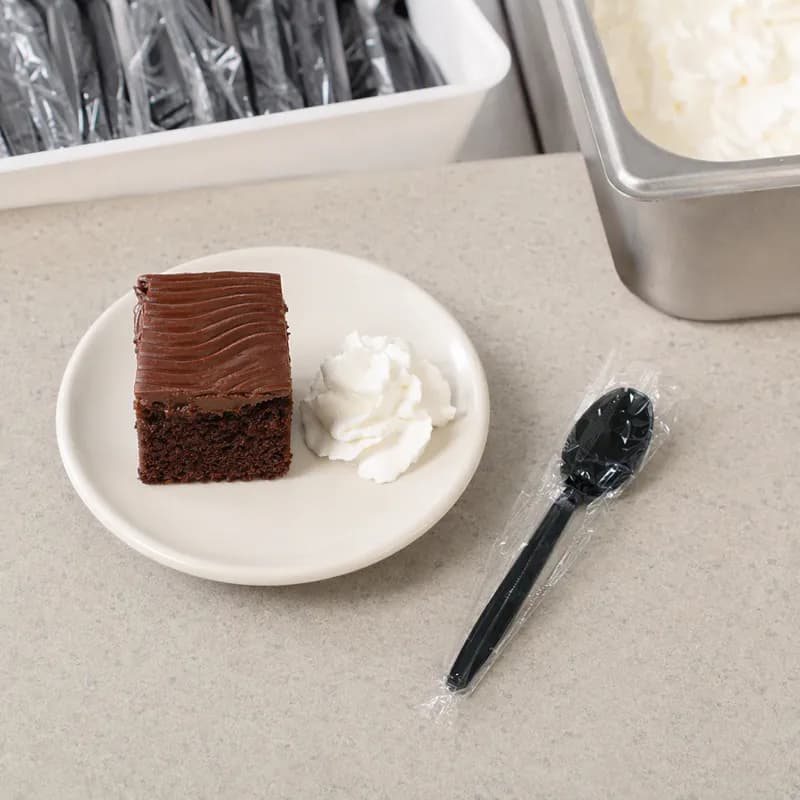Poly King® Teaspoon PP Black Heavyweight Individually Wrapped 1000/Case